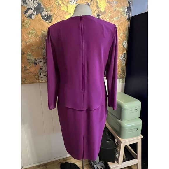 Vintage Ursula of Switzerland Womens Size 16 Raspberry Fancy Dress Twist Front - Picture 4 of 9